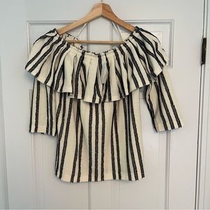 Banana Republic Striped Off the Shoulder Blouse 3/4 length sleeve